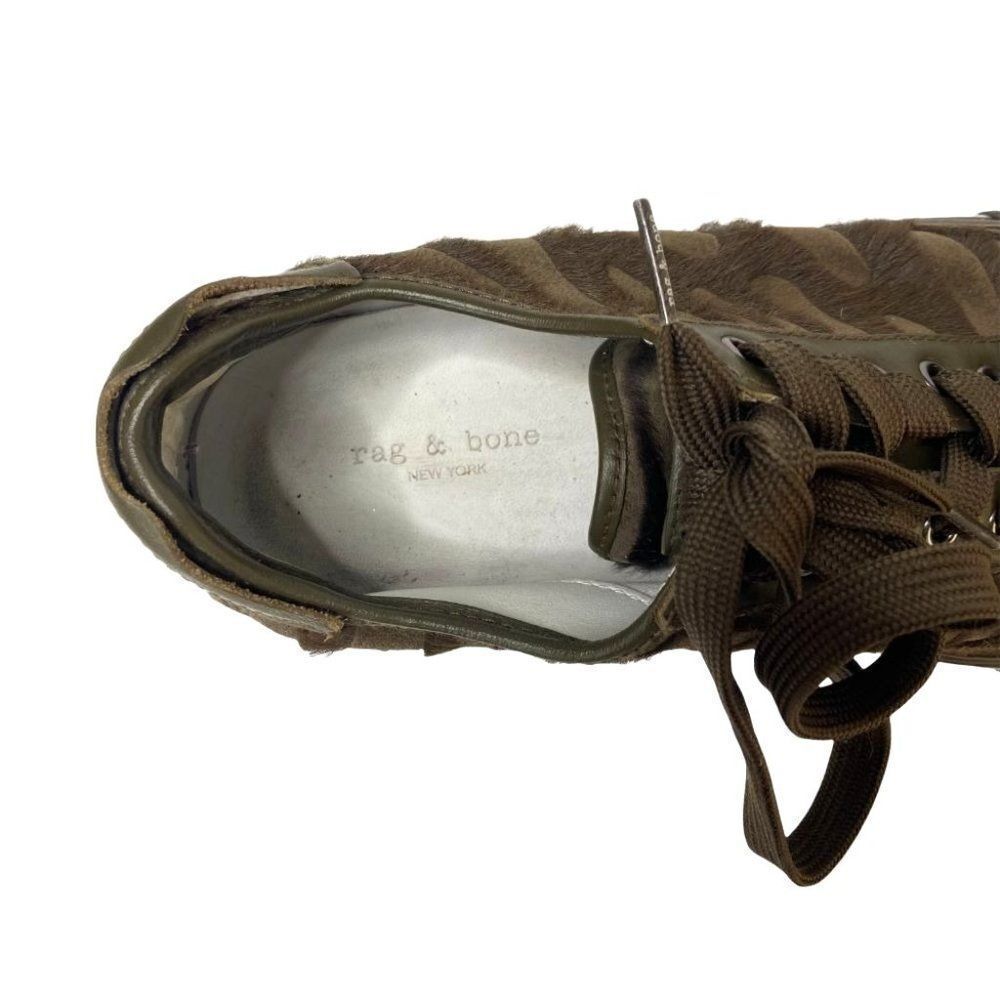 Rag & Bone Brown Calf Hair Army Zebra Print Lace Up Sneaker Shoes Size 37 - Picture 4 of 8